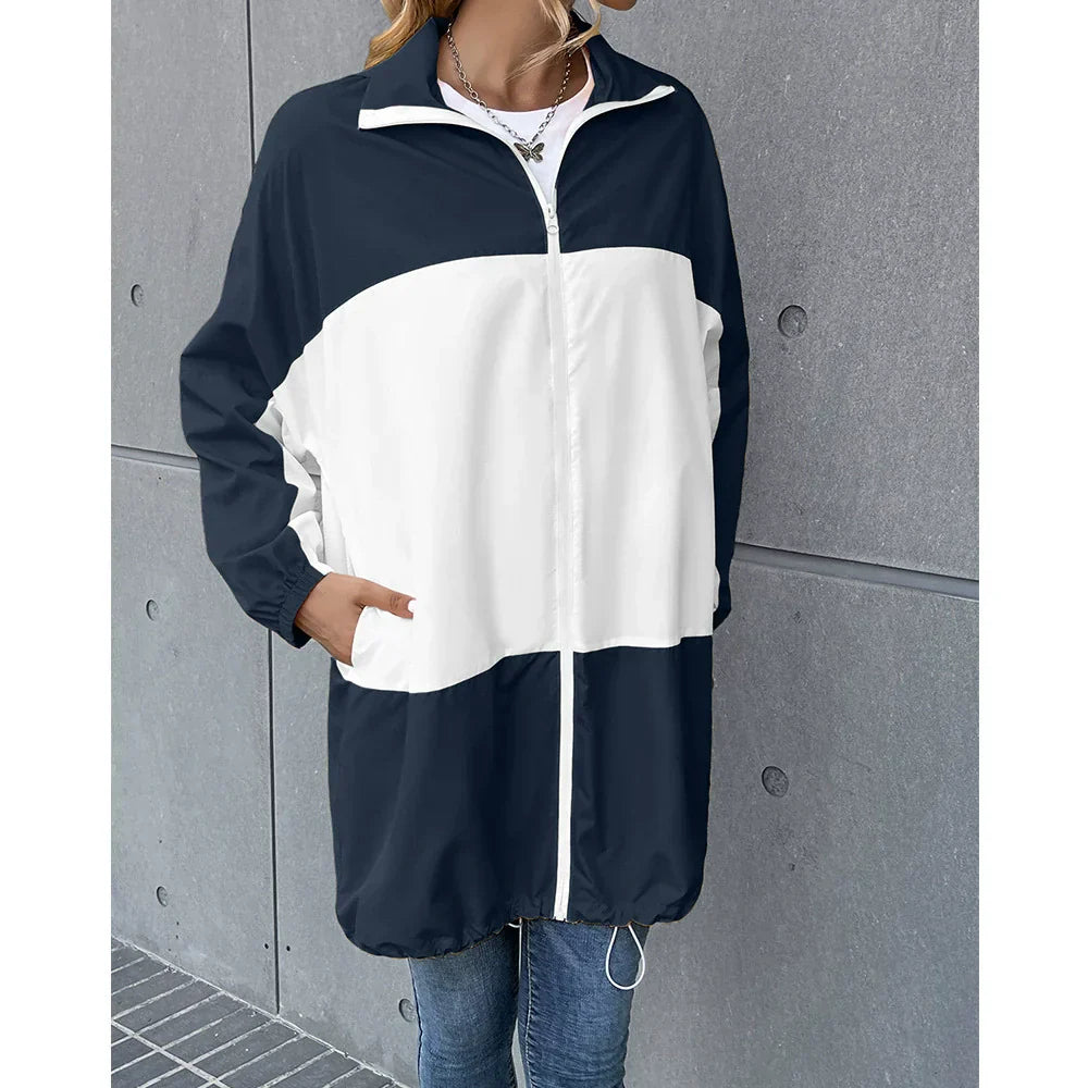 Wasserdichte Jacke Mittellang Kapuze Freizeit Design