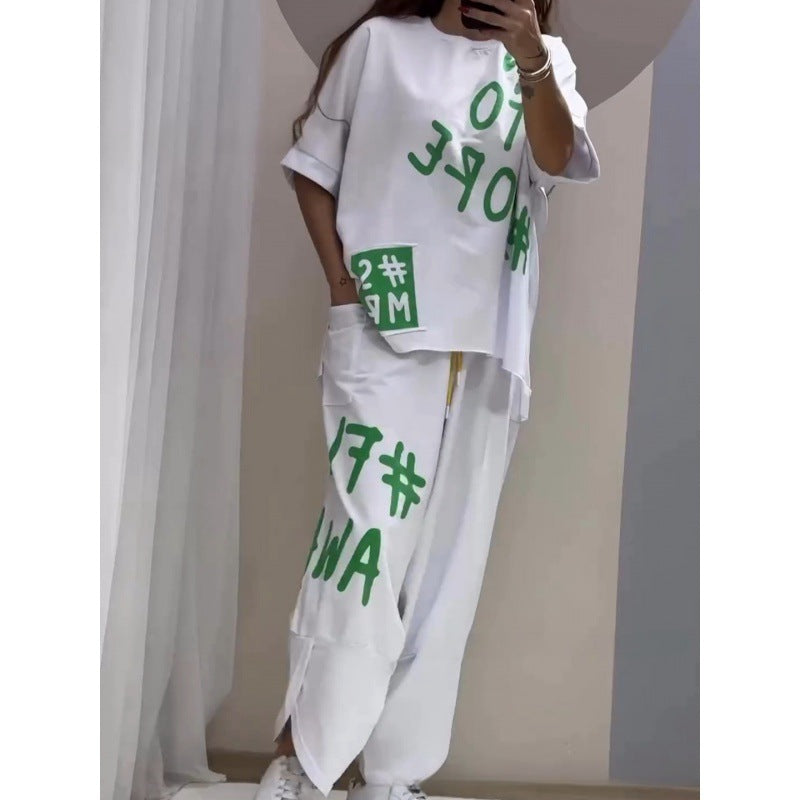 Damen Sportliche Set mit Oversize T-Shirt und Bequeme Jogginghose