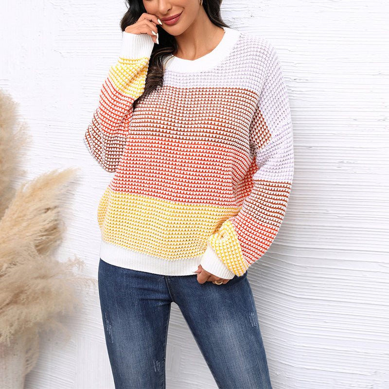 Modischer Strickpullover Farbblock Design