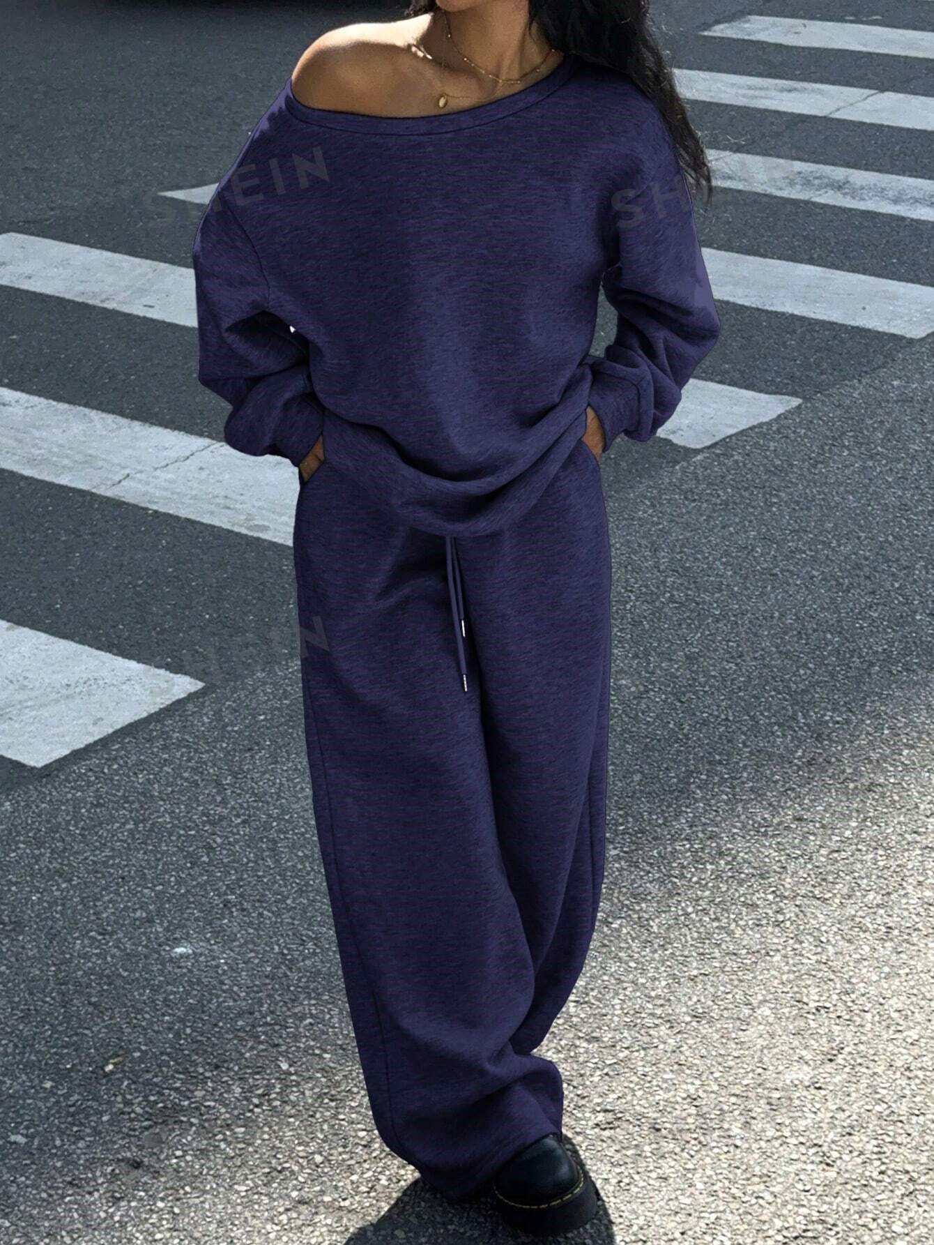 Damen Jogginganzug Set Bequem Oversized Sweat