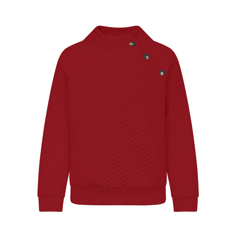 Damen Stepp-Pullover Modern Chic Knöpfe