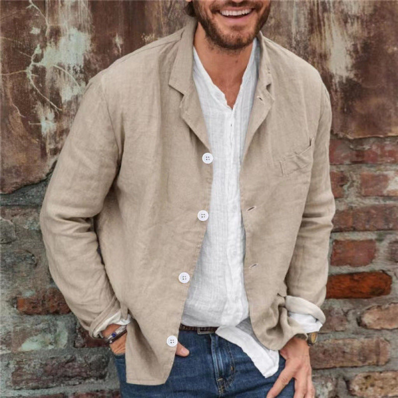 Herren Leinenjacke Lässig Chic Modell