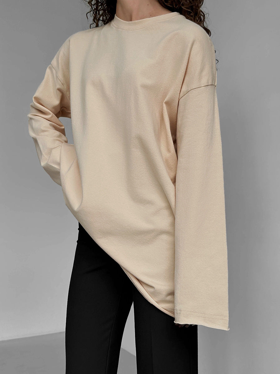 Damen Oversize Langarmshirt Hochwertig Modern