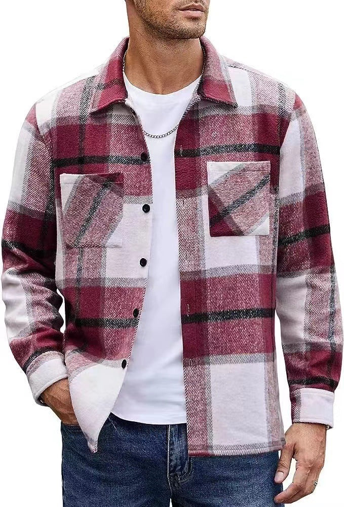 Herren Karo Hemdenjacke Lässig Casual