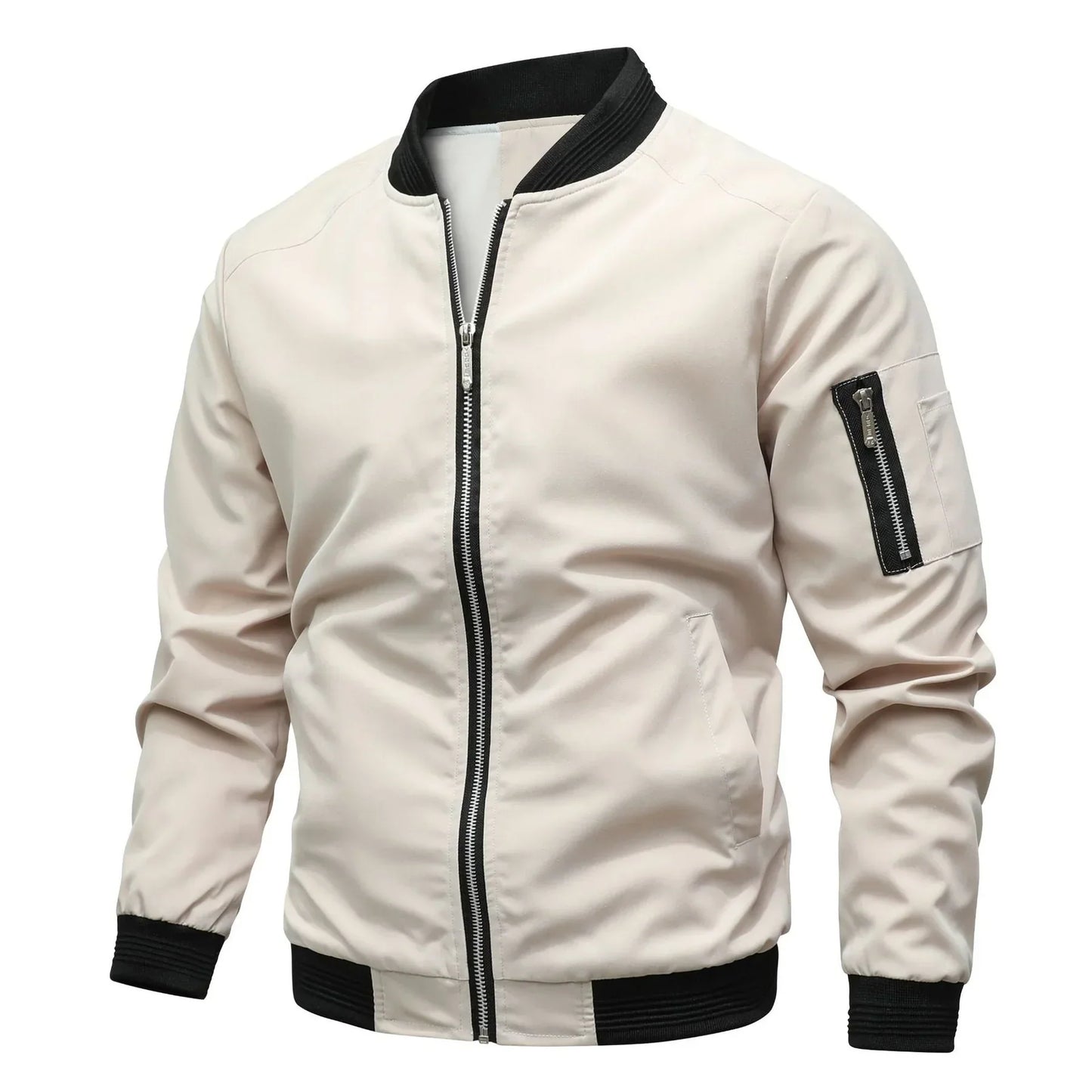 Herren Bomberjacke Hoch Modern Reißverschluss