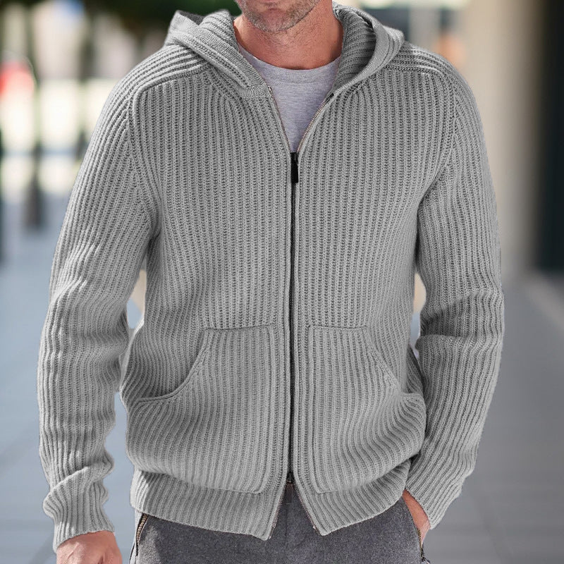 Herren Strickjacke Kapuze Warm Übergröße