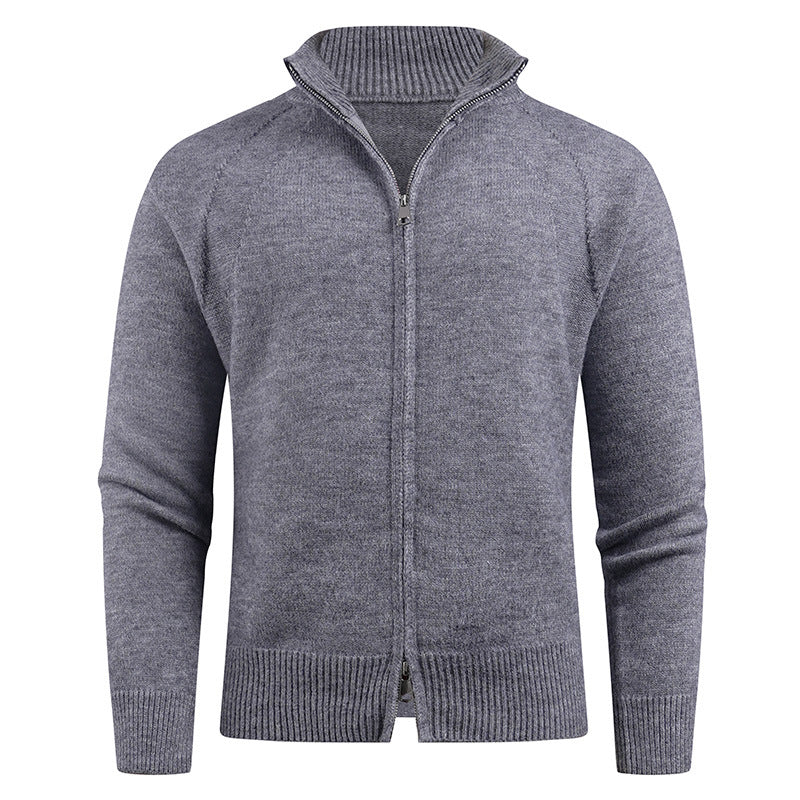 Herren Strickjacke Modern Reißverschluss Hochkragen