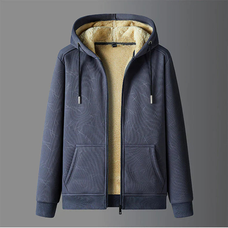 Sherpa-Hoodiejacke Warm mit Reißverschluss und Kordelkapuze