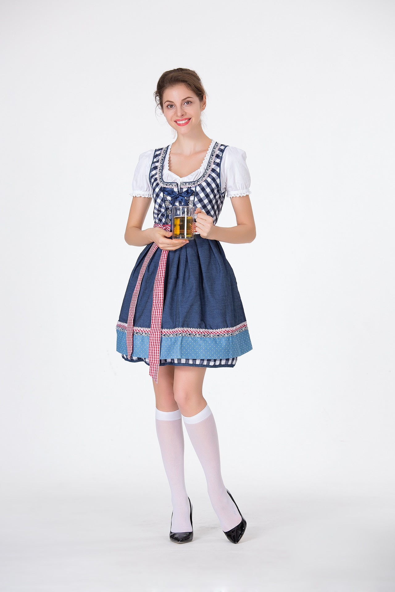 Damen Dirndl Kleid Blumenmuster Röckchen