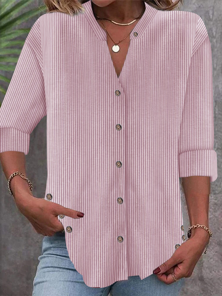 Damen Bluse Streifenmuster Elegantes Design