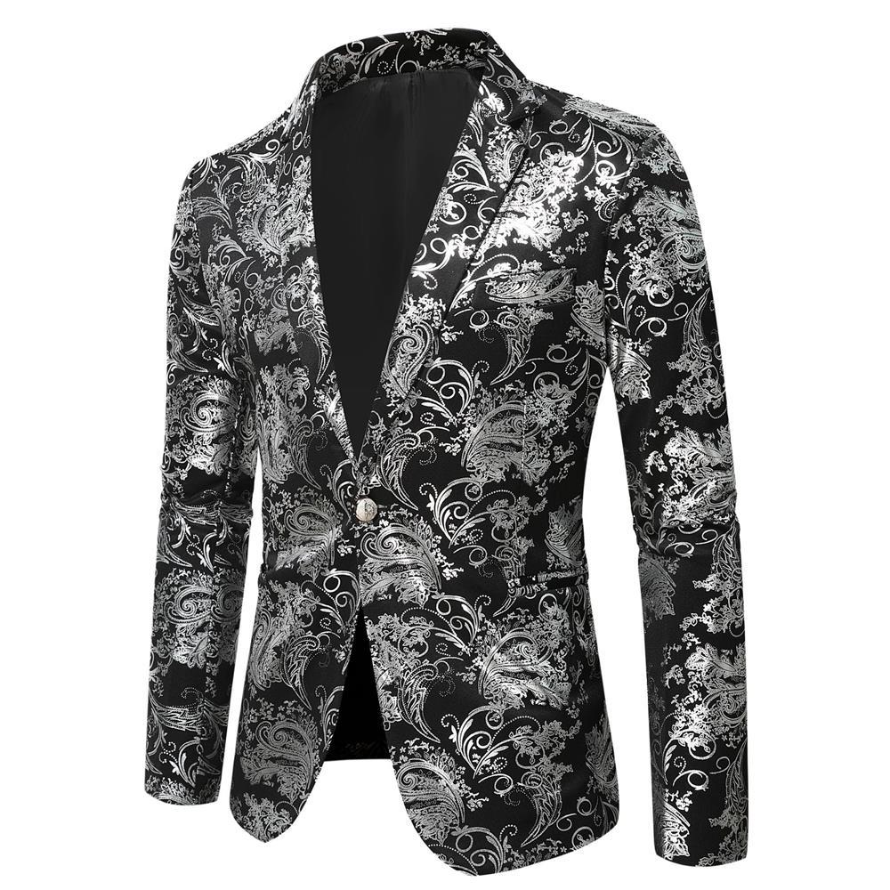 Herren Blazer Elegant Goldmuster Slim Fit