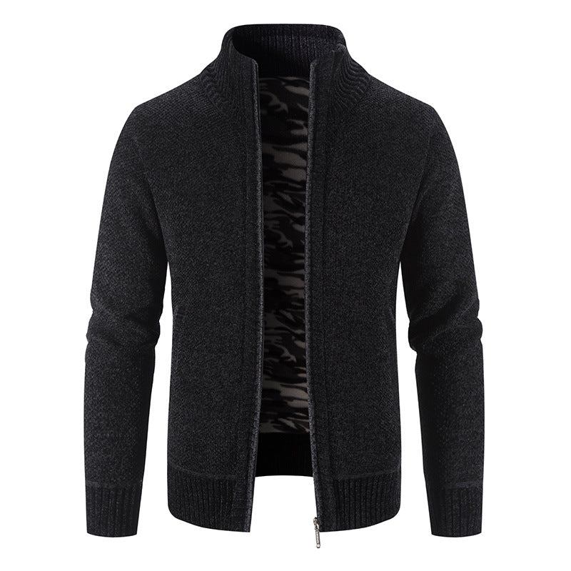 Herren Strickjacke Hochkragen Praktisch Reißverschluss Taschen