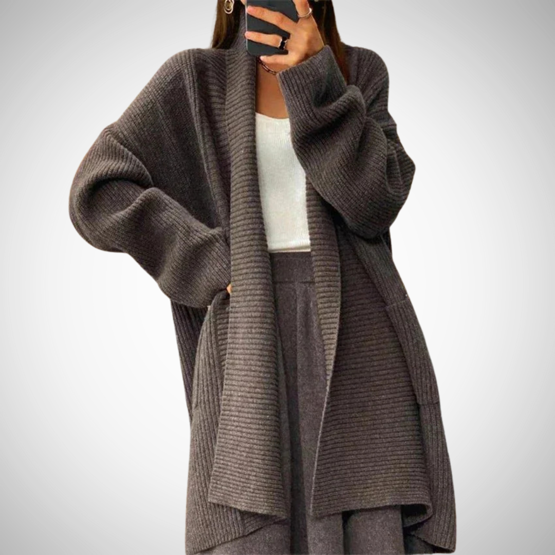 Damen Strickcardigan Oversized mit Taschen und Langarm