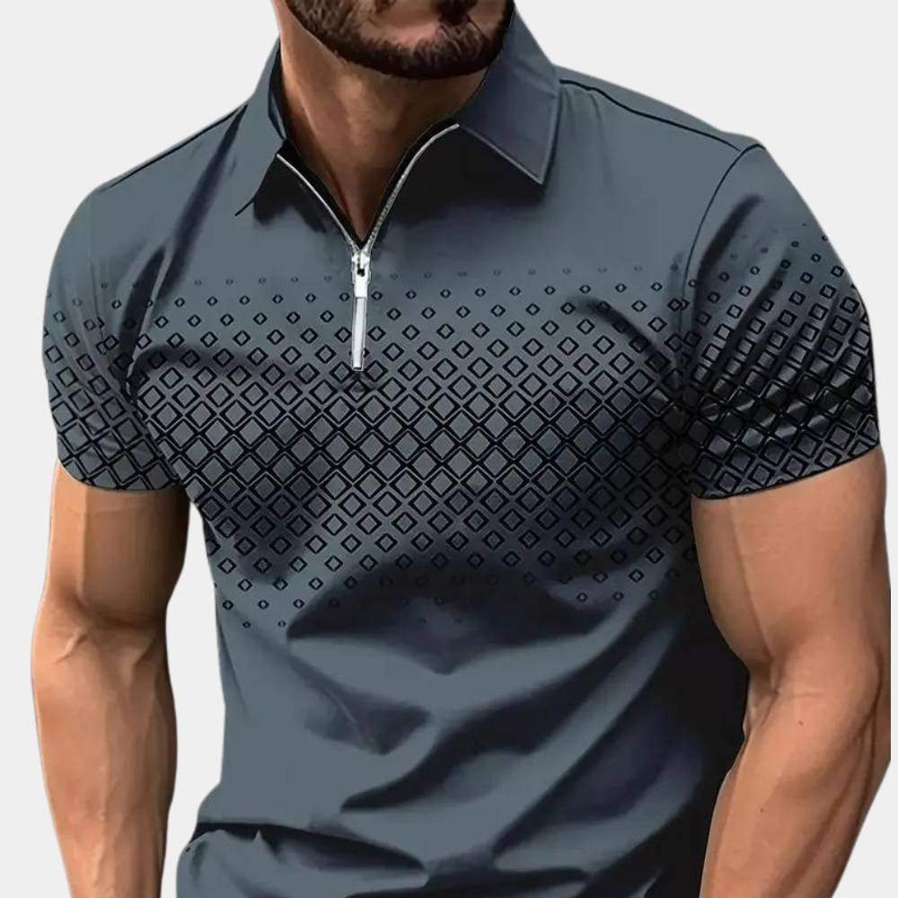 Herren Polo Shirt Viertelreißverschluss Elegant