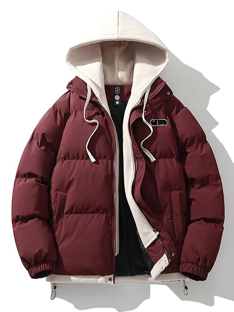 Wattierte Pufferjacke Herren Winter Mantel Kapuze