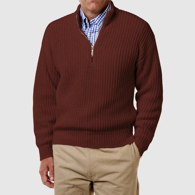 Herren Strickpullover Lässig Langarm Viertelreißverschluss