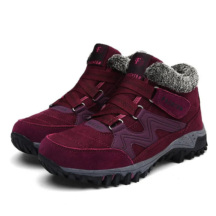 Damen Winterstiefel Leder Plattform Stilettos