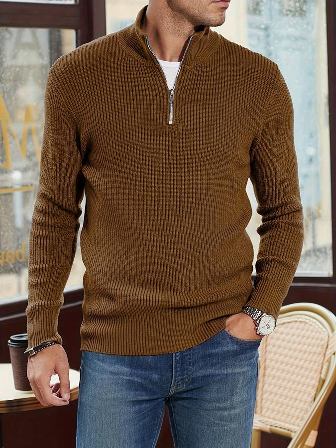 Herren Pullover Halbzipper Warm Winter