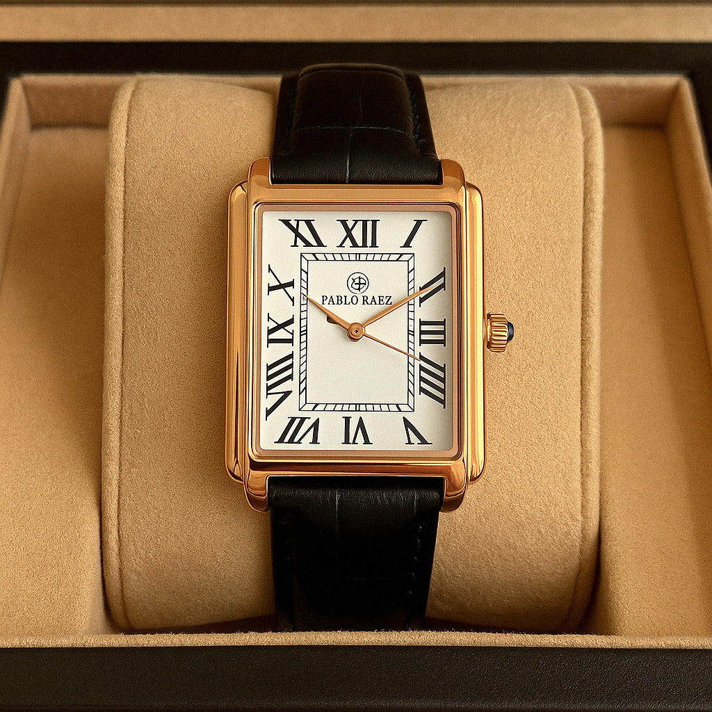 Herrenuhr Rechteckig Leder Armband Classic