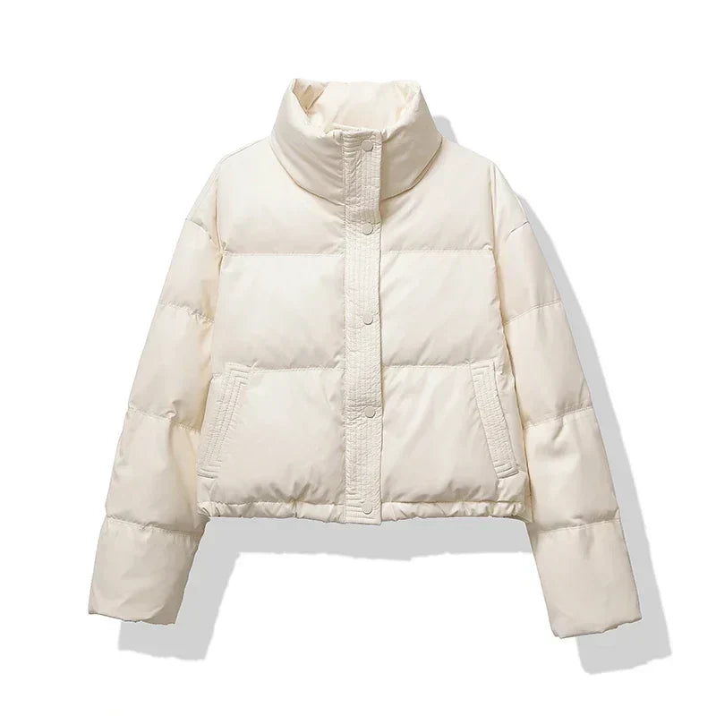 Damen Cropped Pufferjacke Glänzend