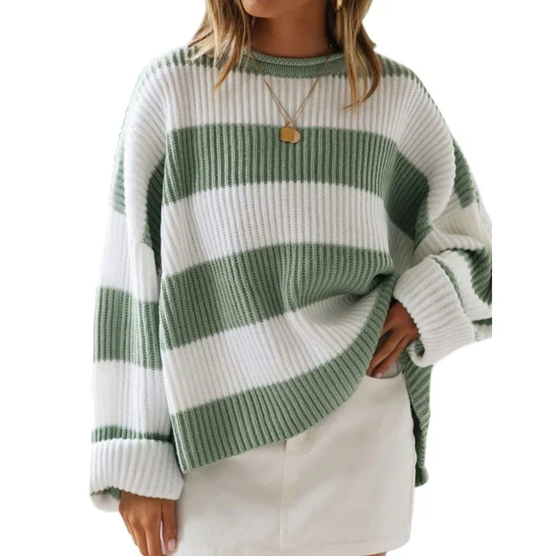 Großer Strickpullover Oversized Streifen Design