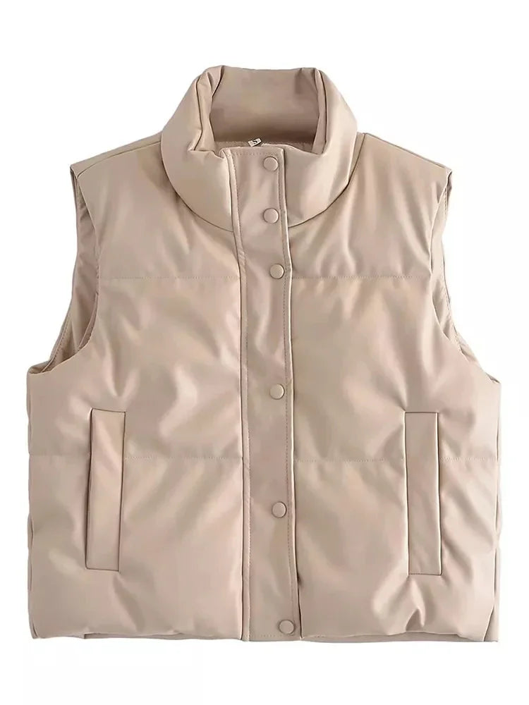 Damen Steppweste Hochkragen Eleganz
