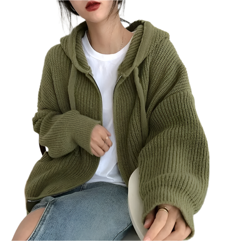 Große Strickpullover Damen Oversized mit Reißverschluss