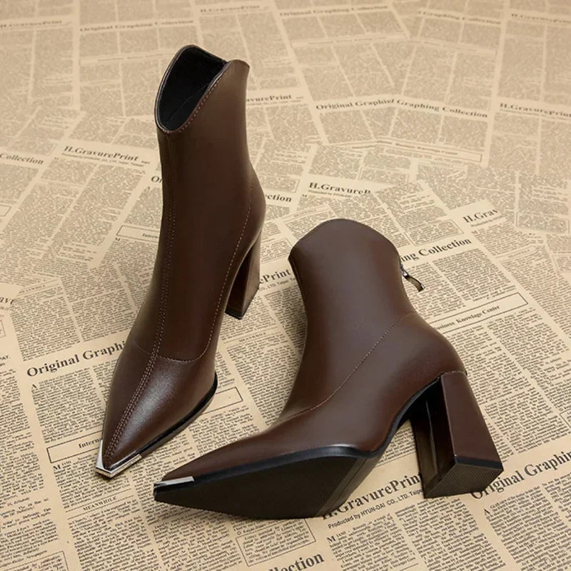 Elegante Lederstiefeletten Damen Schuhe
