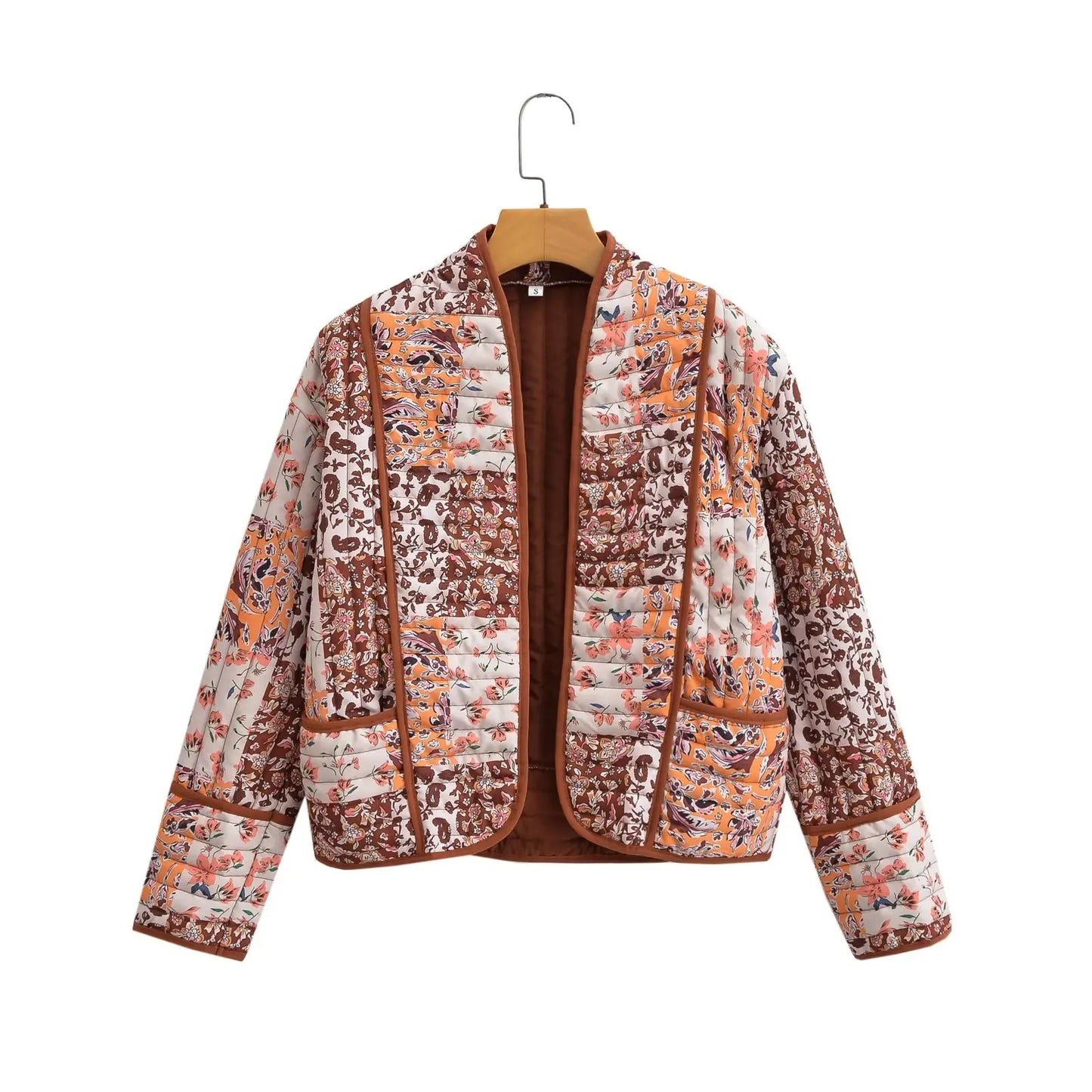 Stylischer Wintermantel Blumenprint Damen