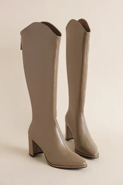 Damenschuhe Winter Stiefel Leder Kniehohe