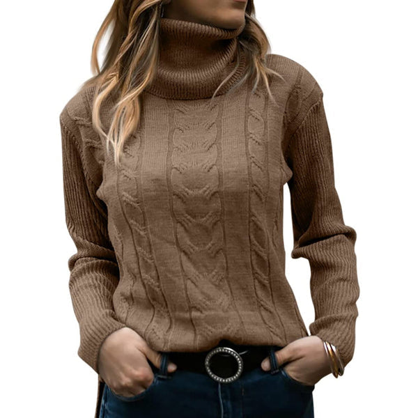 Damen Rollkragenpullover Chic Langarm