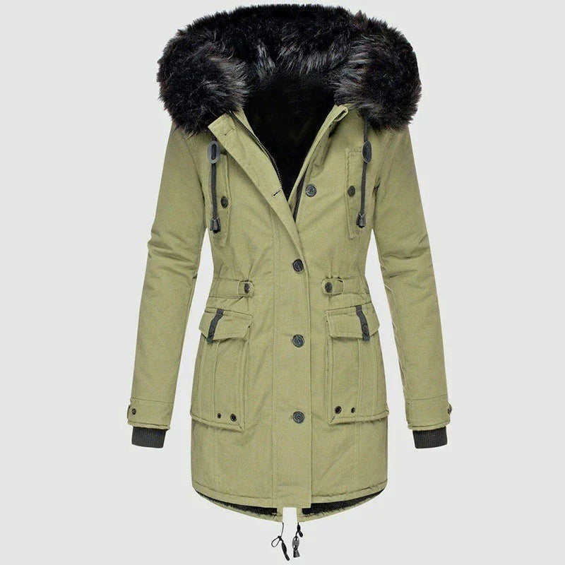 Winterjacke Damen Fellkapuze Warm