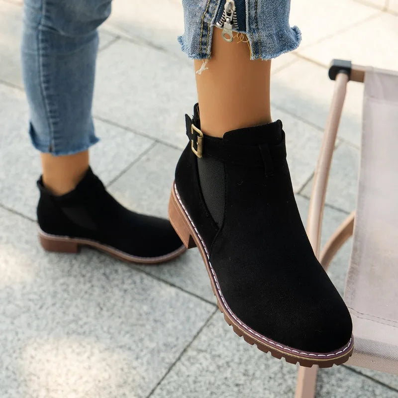Bequeme Stiefel Runde Zehen Plattform Freizeitschuhe - IdealeKleiden