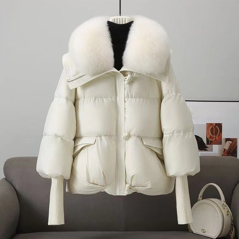 Warmes Winterkleid Übergröße Kunstpelz Kragen Hüftlang