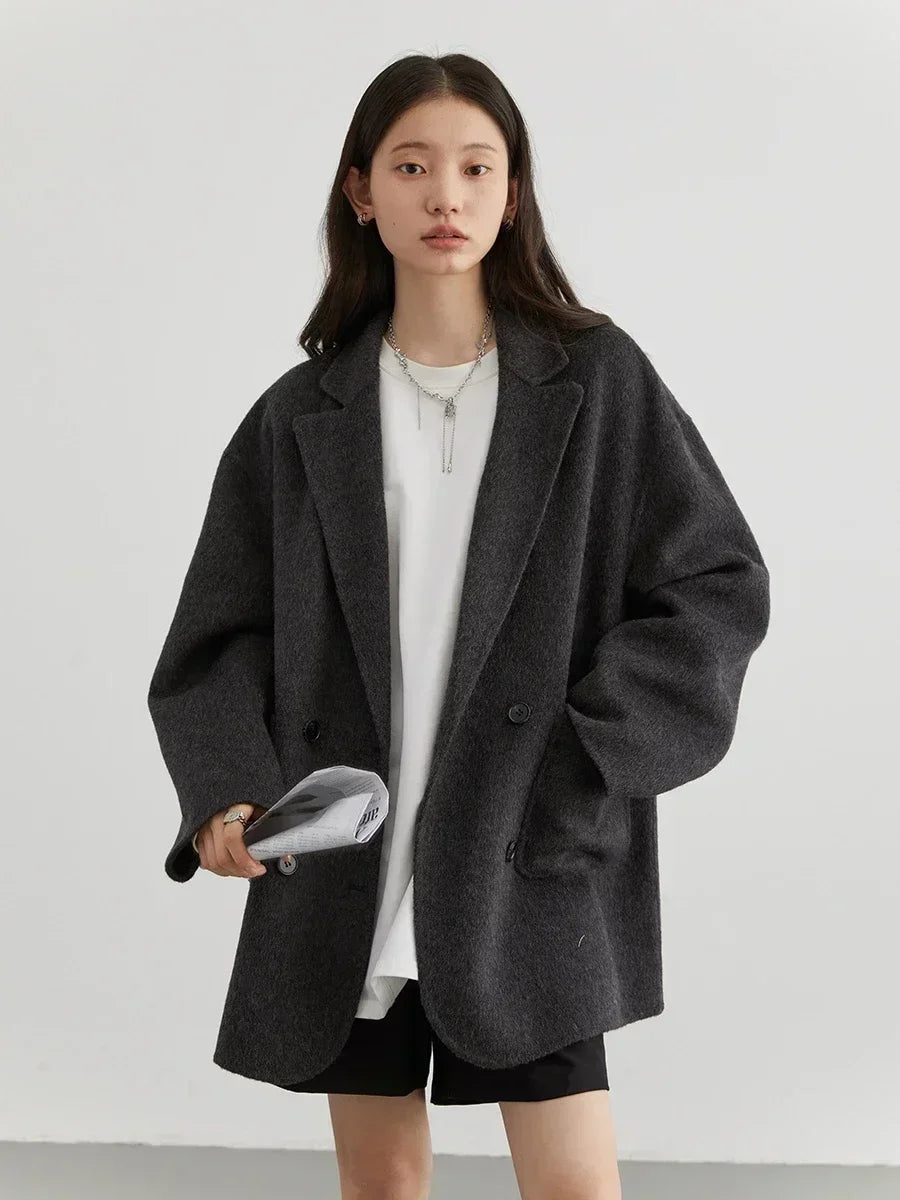 Eleganter Damen Wollmantel Luxus Qualität