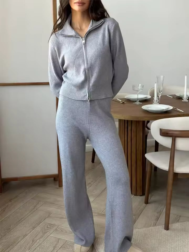 Damen Lounge Set 2-teilig mit Reißverschlussjacke