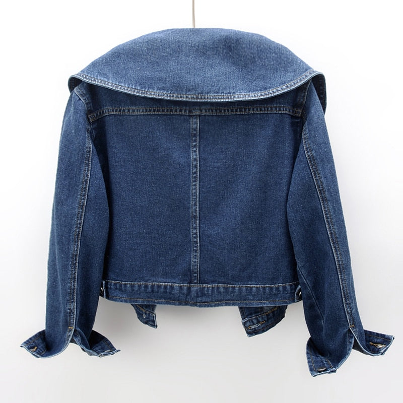 Stylische Denimjacke Damen Kurz Modisch - IdealeKleiden
