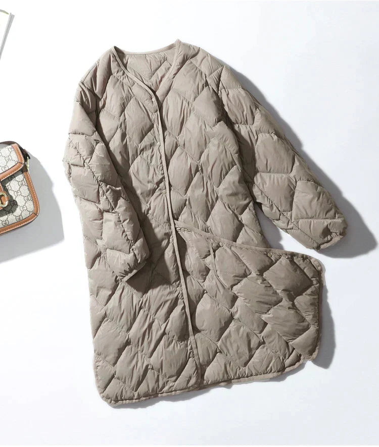 Damen Winterjacke Lang Mantel Reißverschluss