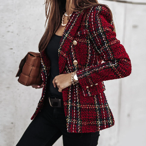 Stylischer Karierter Blazer Damen