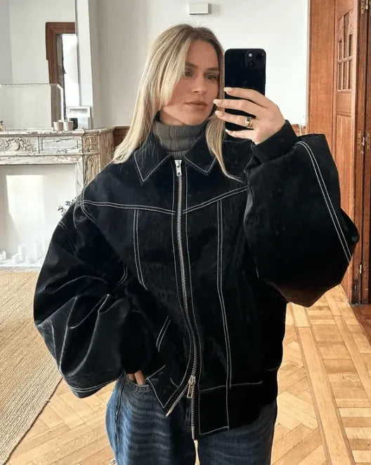 Lederjacke Schwarz Trendig und Lässig