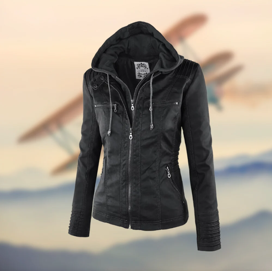 Elegante Lederjacke Damen Schwarz