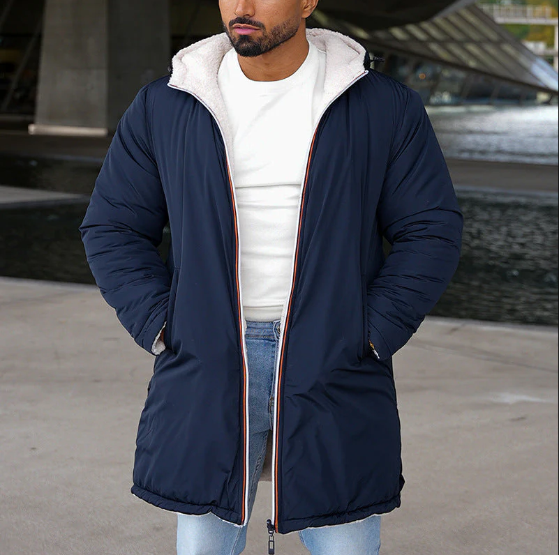 Herren Jacke Zweifarbig Reversibel Warm