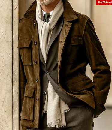 Herren Lederjacke Elegant Knöpfe