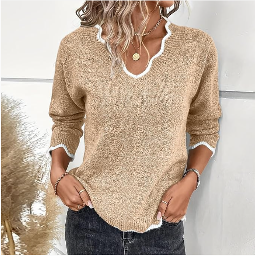 Stylischer Strickpullover mit V-Ausschnitt Modern Design