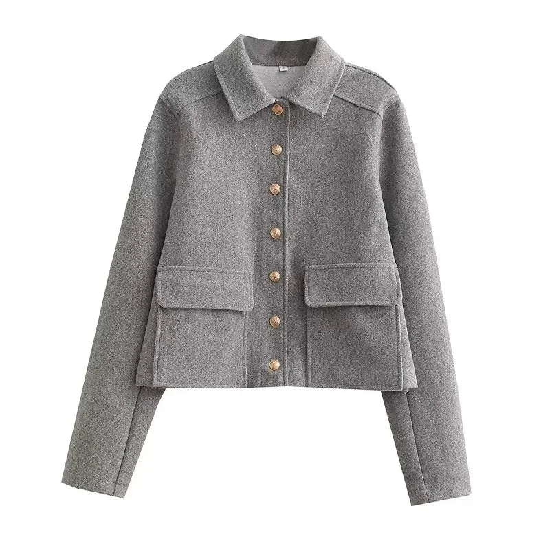 Damen Kurzjacke Smart Casual Modern Knöpfe