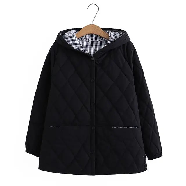 Große Winterjacke Damen Oversize Baumwolle