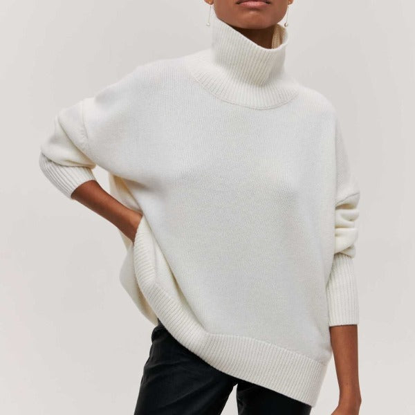 Warmes Damenkleid | Langarm-Sweater Rollkragen