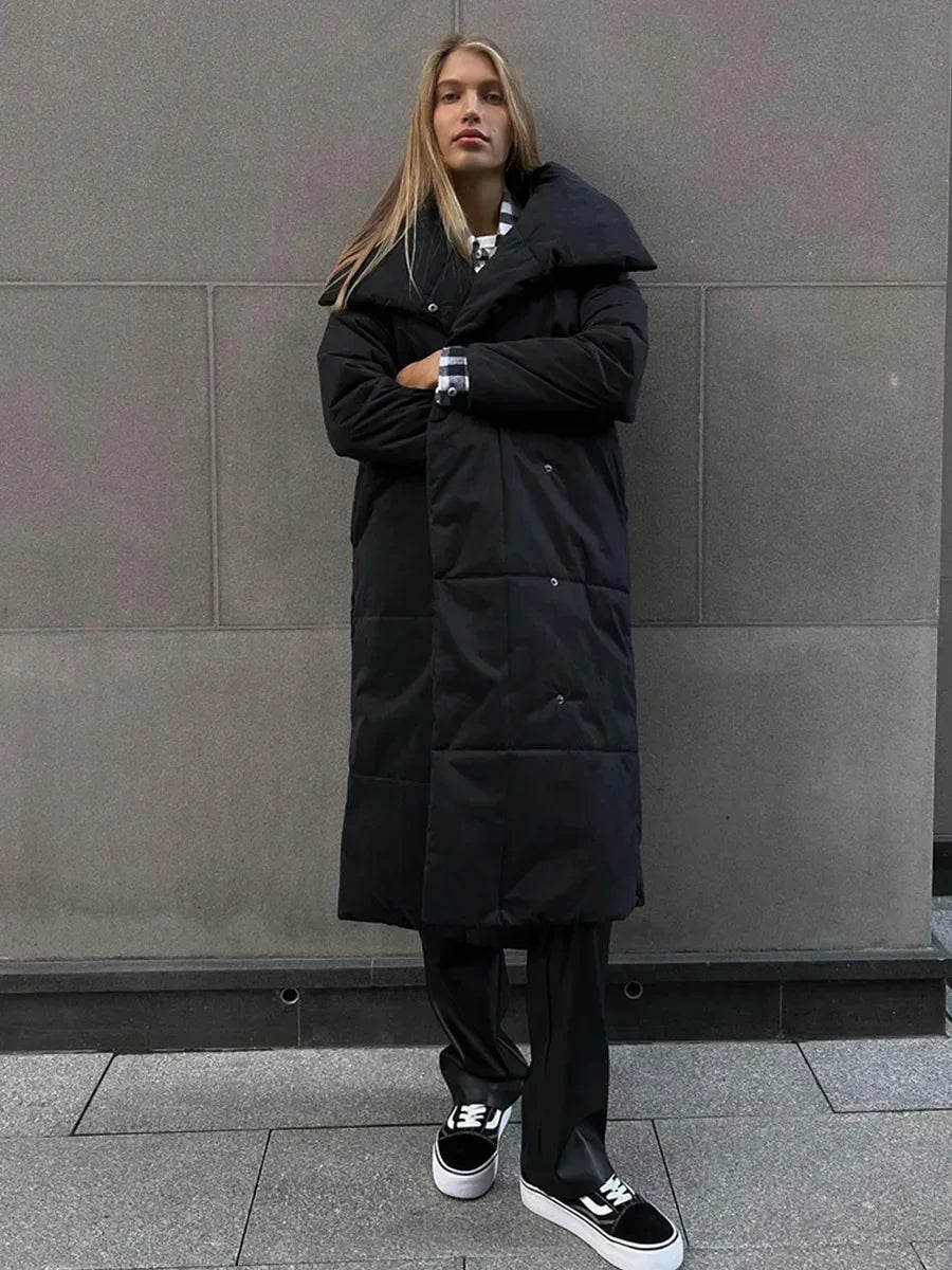 Winterparka Damen Steppjacke Lang mit Gürtel