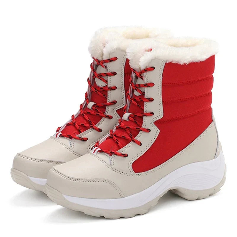 Wasserdichte Damenstiefel Winter Warm Plattform Fell