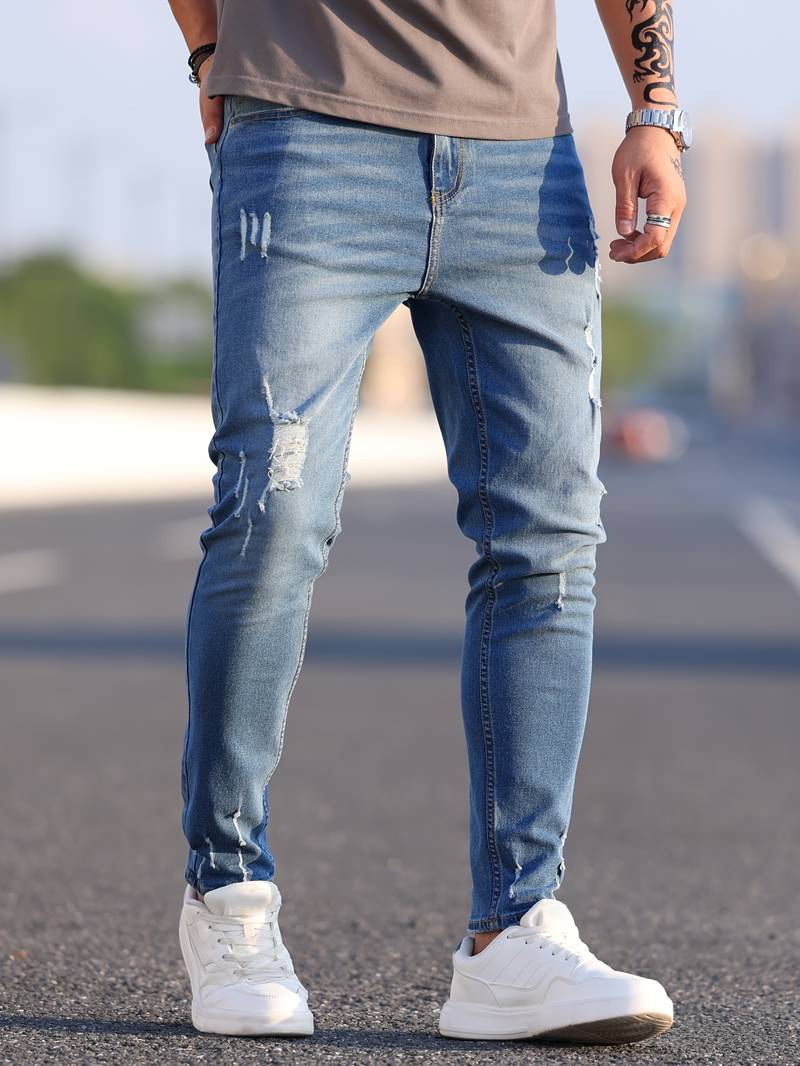 Herren Skinny Jeans Ripped Stretch